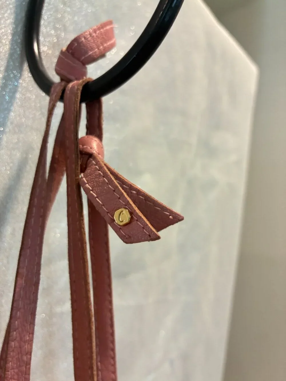 Cleobella  Pink Leather Drawstring Bucket Bag